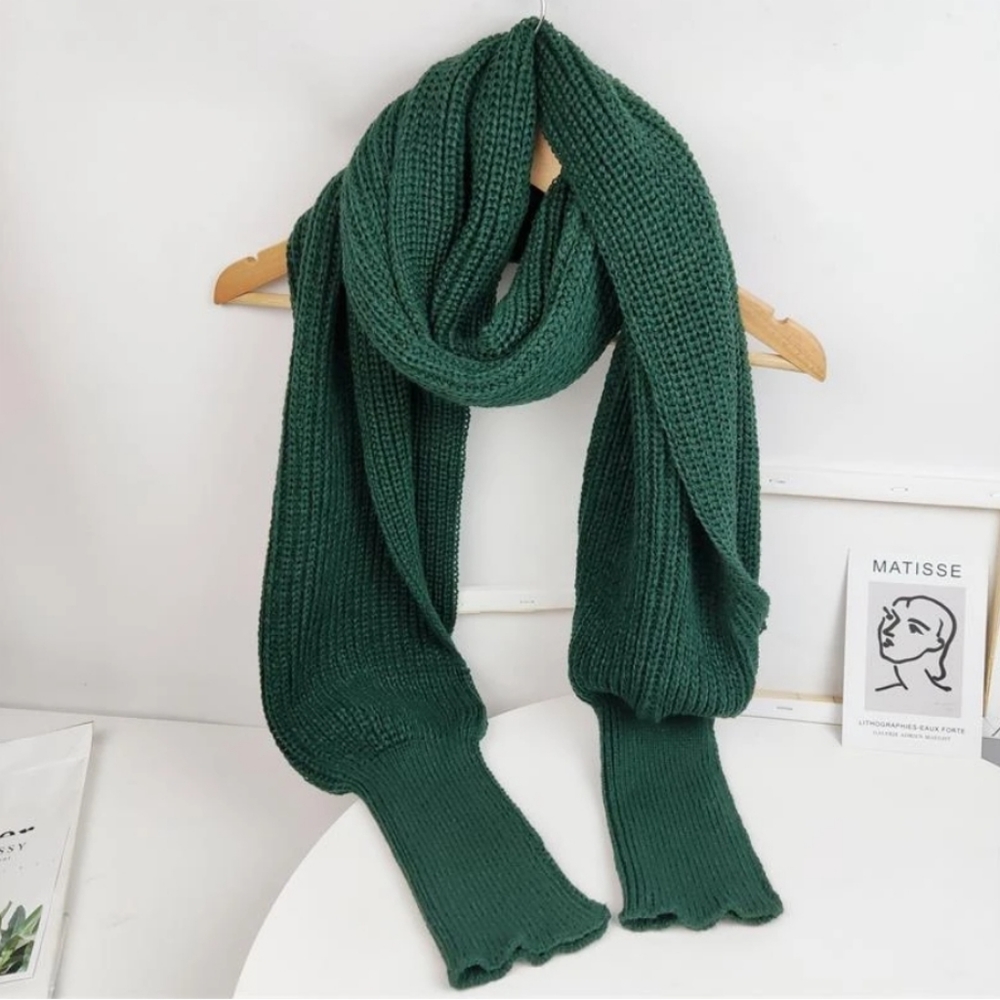 Green scarf with sleeves